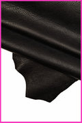 Black Pebbled Leather Goatskin, Soft Grain Leather Hide, Black milled grain for shoes, bags, wallets B14180-TB La Garzarara