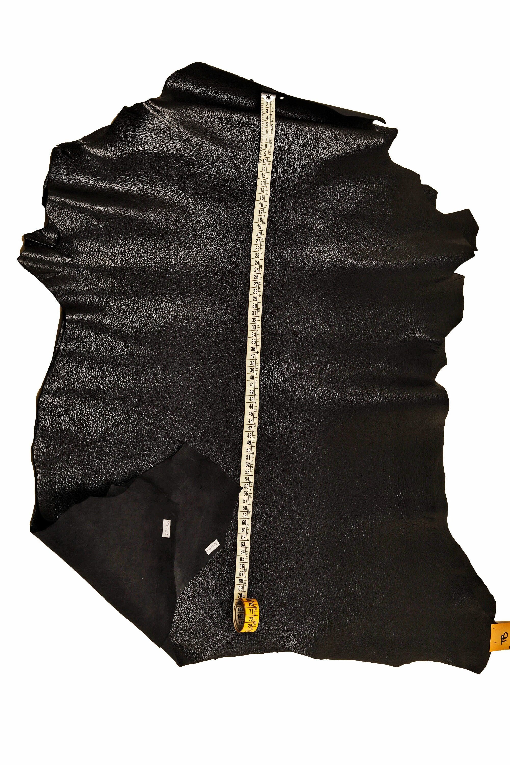 Black Pebbled Leather Goatskin, Soft Grain Leather Hide, Black milled grain for shoes, bags, wallets B14180-TB La Garzarara