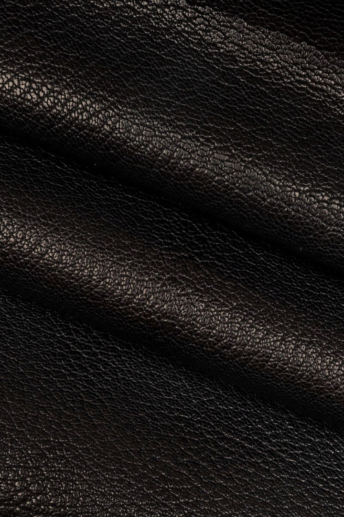 BLACK GRAINY leather hide, tiny pebble grain goatskin, soft sporty skin, 1.5 - 1.7 mm B14194-TB La Garzarara