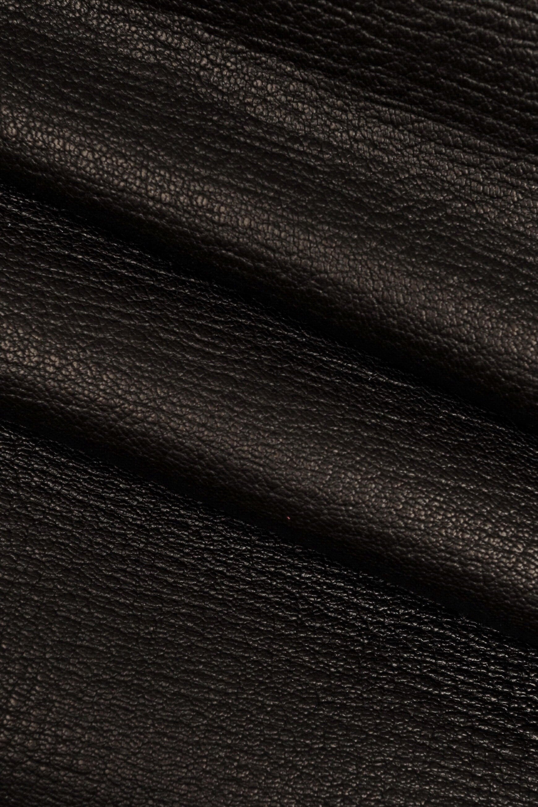 Black Crinkled Goatskin Leather, natural Grain goat skin, soft solid black hide B14193-TB La Garzarara
