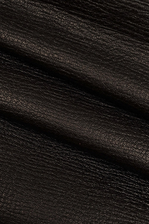Black Crinkled Goatskin Leather, natural Grain goat skin, soft solid black hide B14193-TB La Garzarara