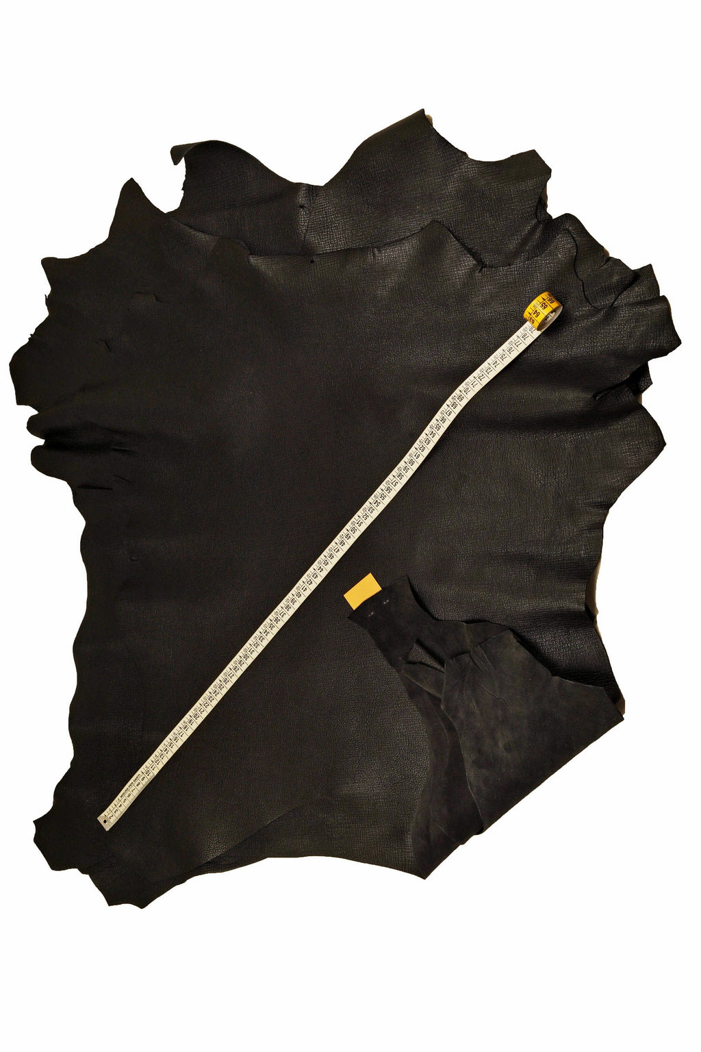 Black Crinkled Goatskin Leather, natural Grain goat skin, soft solid black hide B14193-TB La Garzarara