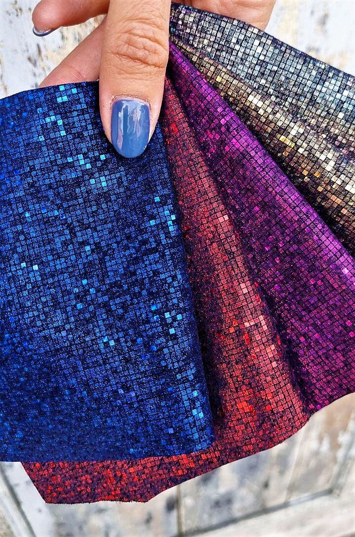 Metallic Pixel Leather Scraps, Micro Geometric Laminated Pieces, Colorful Leather Offcuts for Jewelry RT16 La Garzarara