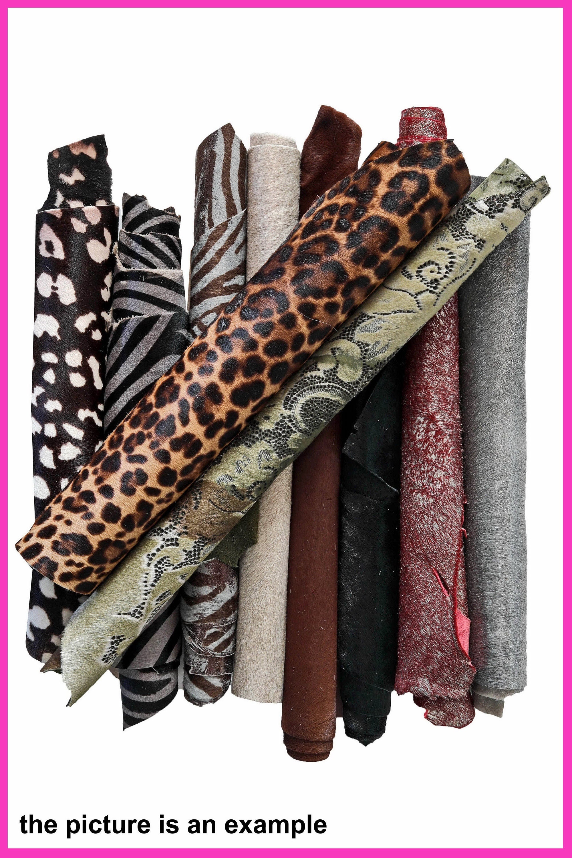 Premium Hair on Hide Scraps, 10 Assorted Ponyskin Renmants for Sewing & Handmade Projects, Pony printed offcuts B099 La Garzarara