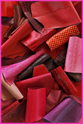 Red and Pink Craft Scraps, 5x6 Mixed Leather Pieces, Bright Shades and Assorted Textures Offcuts Renmants B052 La Garzarara