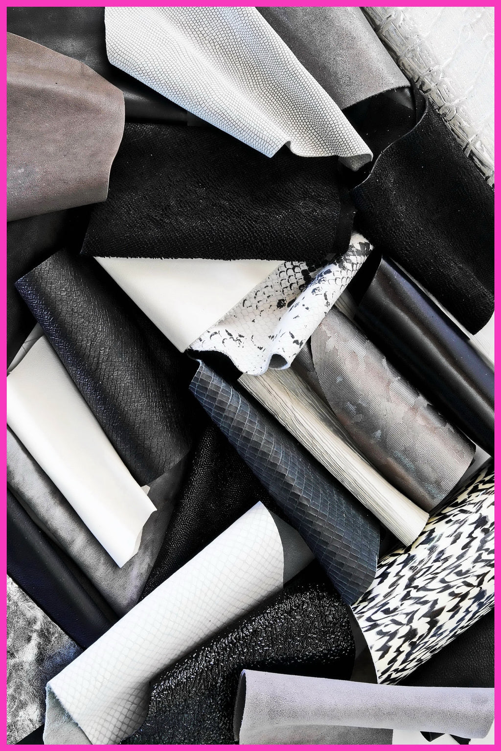 Black and White Leather Pieces, 5x6 Small Craft Cuts, Mixed Textures and Patterns, Leather Assortment 0,7 lbs - 1 lbs - 1,7 lbs - 2 lbs B054