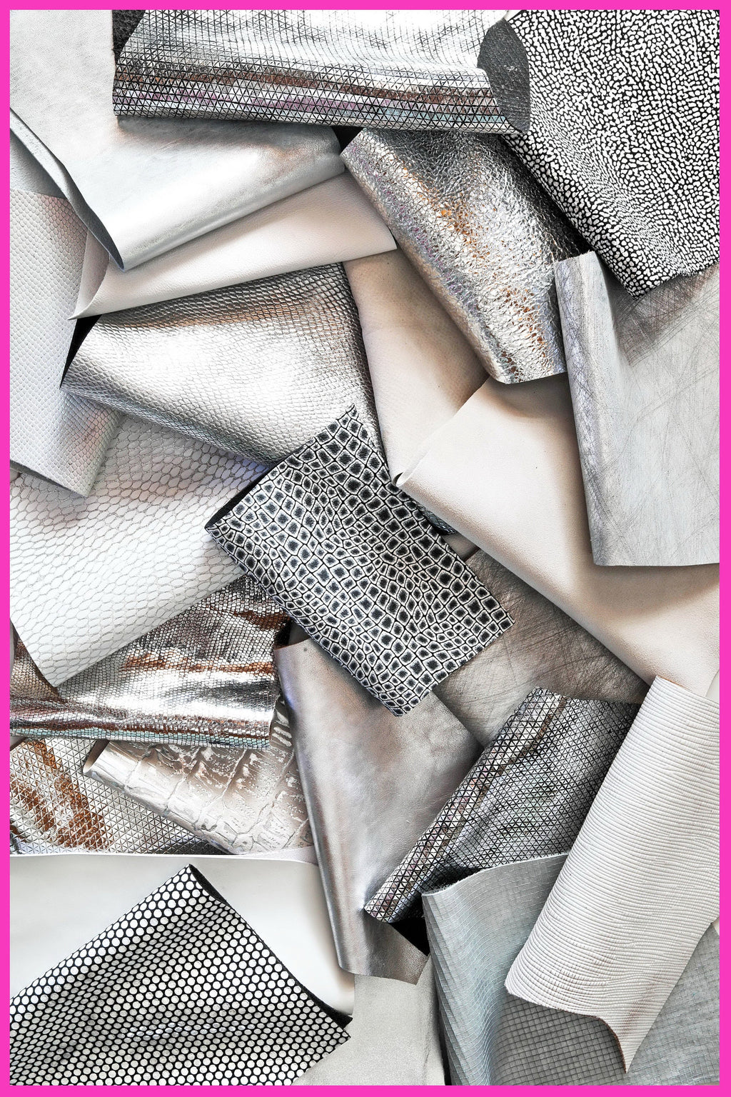 Neutral Leather Scraps, 5x6 White Grey Silver Craft Pieces, Assorted Finishes and Textures0.300–1 kg B056 Garzarara