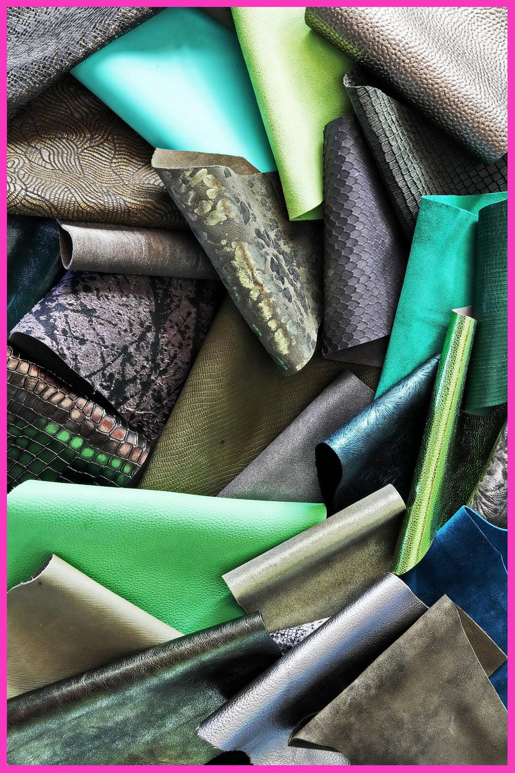 Assorted Green and Grey Leather, 5x6 Craft Cuts, Mixed Colors Textures and Finishes Leather scraps for crafter B052 La Garzarara