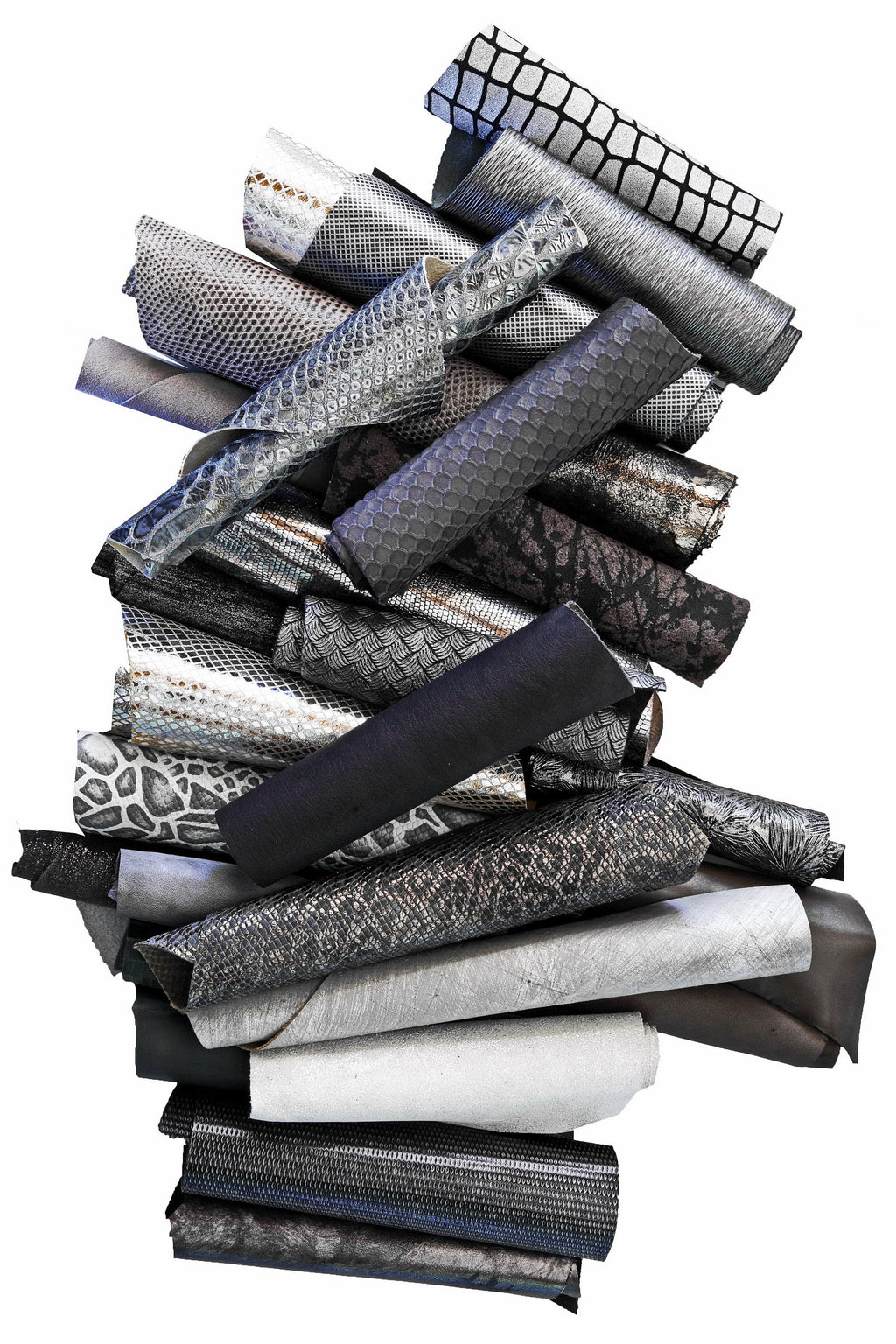 Grey Leather Remnants, Silver and Charcoal Offcuts, Assorted Textures and Finishes for Earrings and Accessories B082 La Garzarara