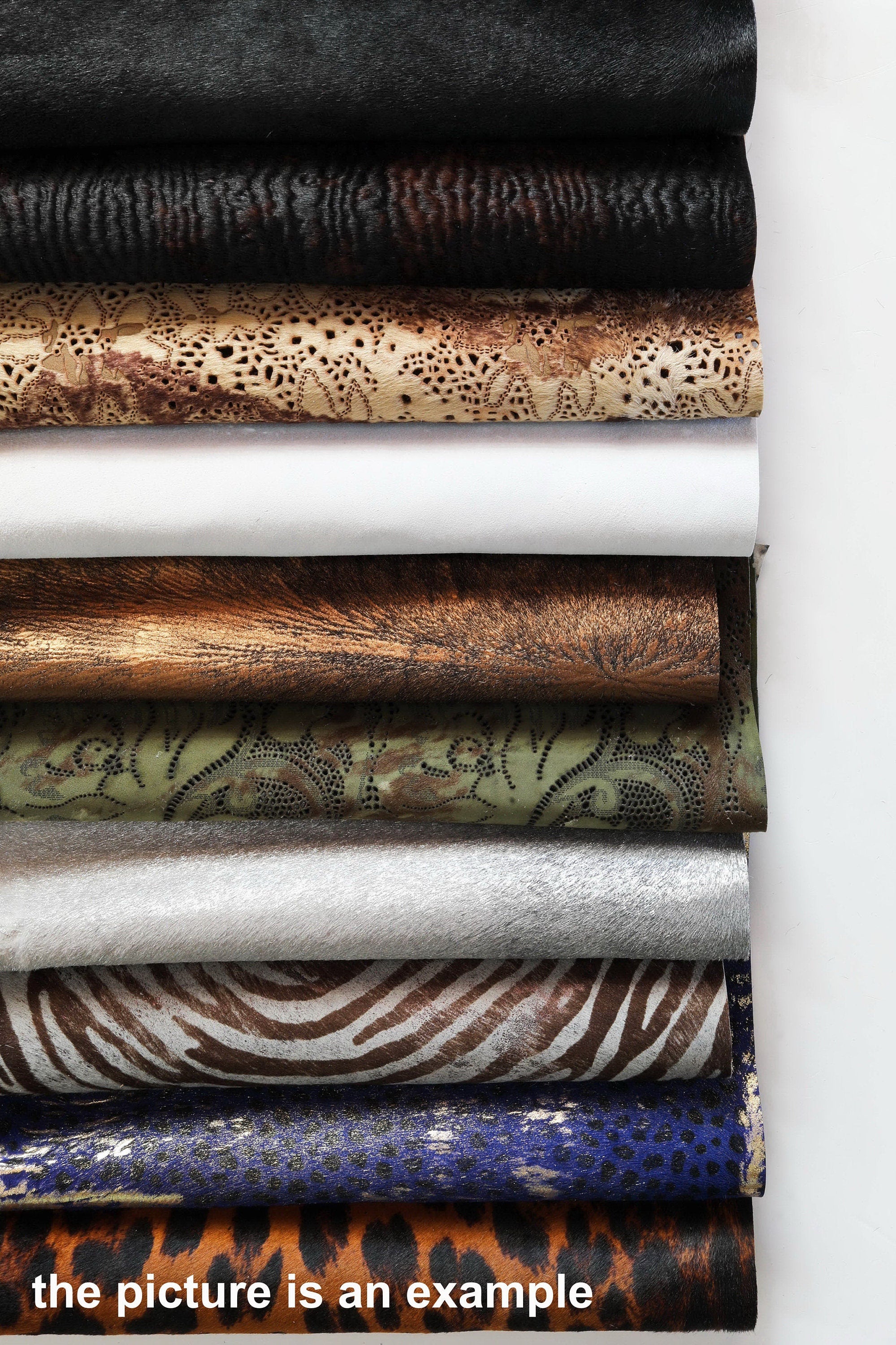 Pony Print Leather Scraps, printed and smooth pony OFFCUTS , mix renmants Hair on Hide for DIY crafts sewing accessories B099/B La Garzarara