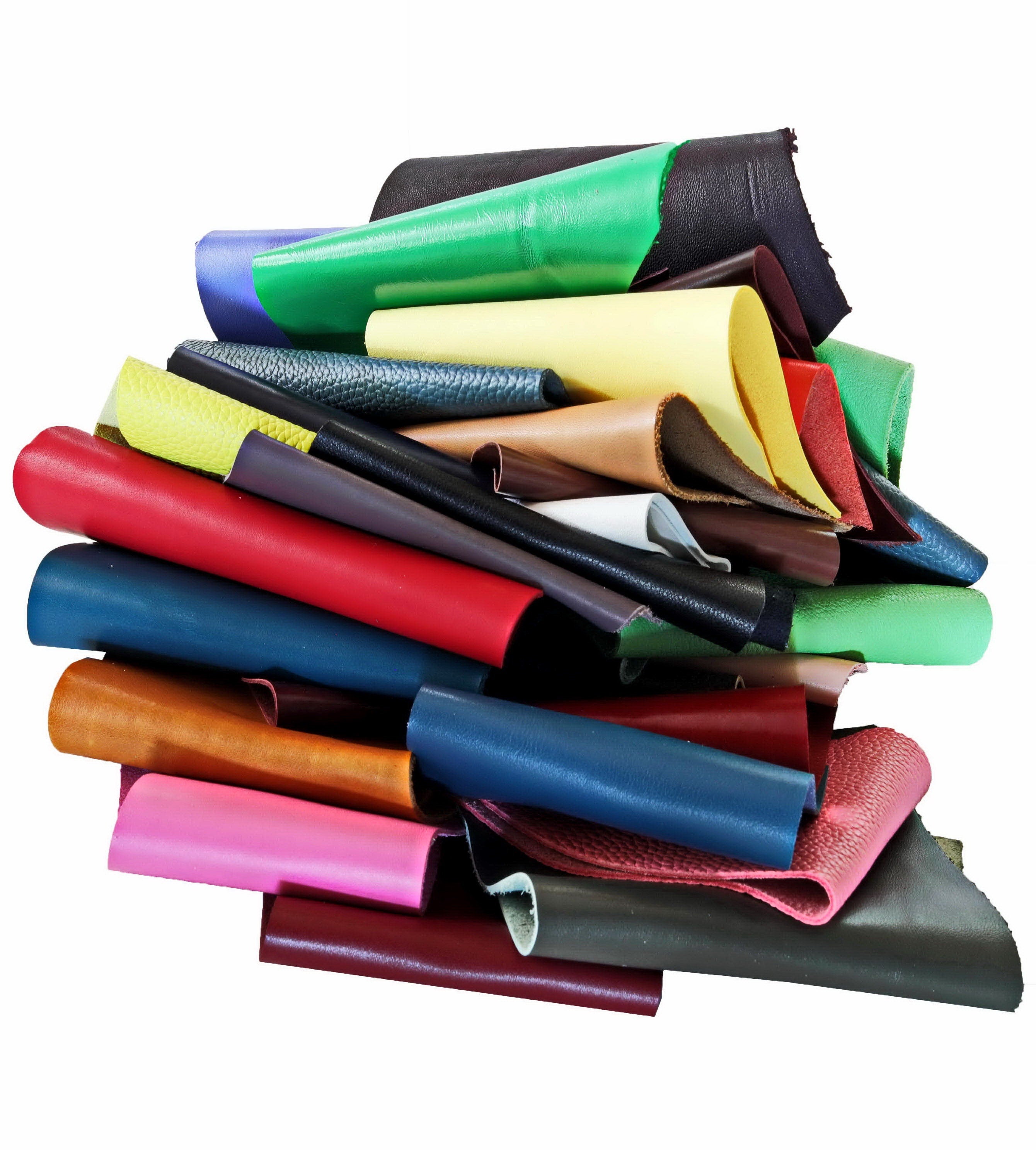 Solid Color Leather Scraps, Assorted Color Mix, Craft Offcuts in Mixed Shades and Finishes from 0,7 lbs to 2 lbs B186 La Garzarara