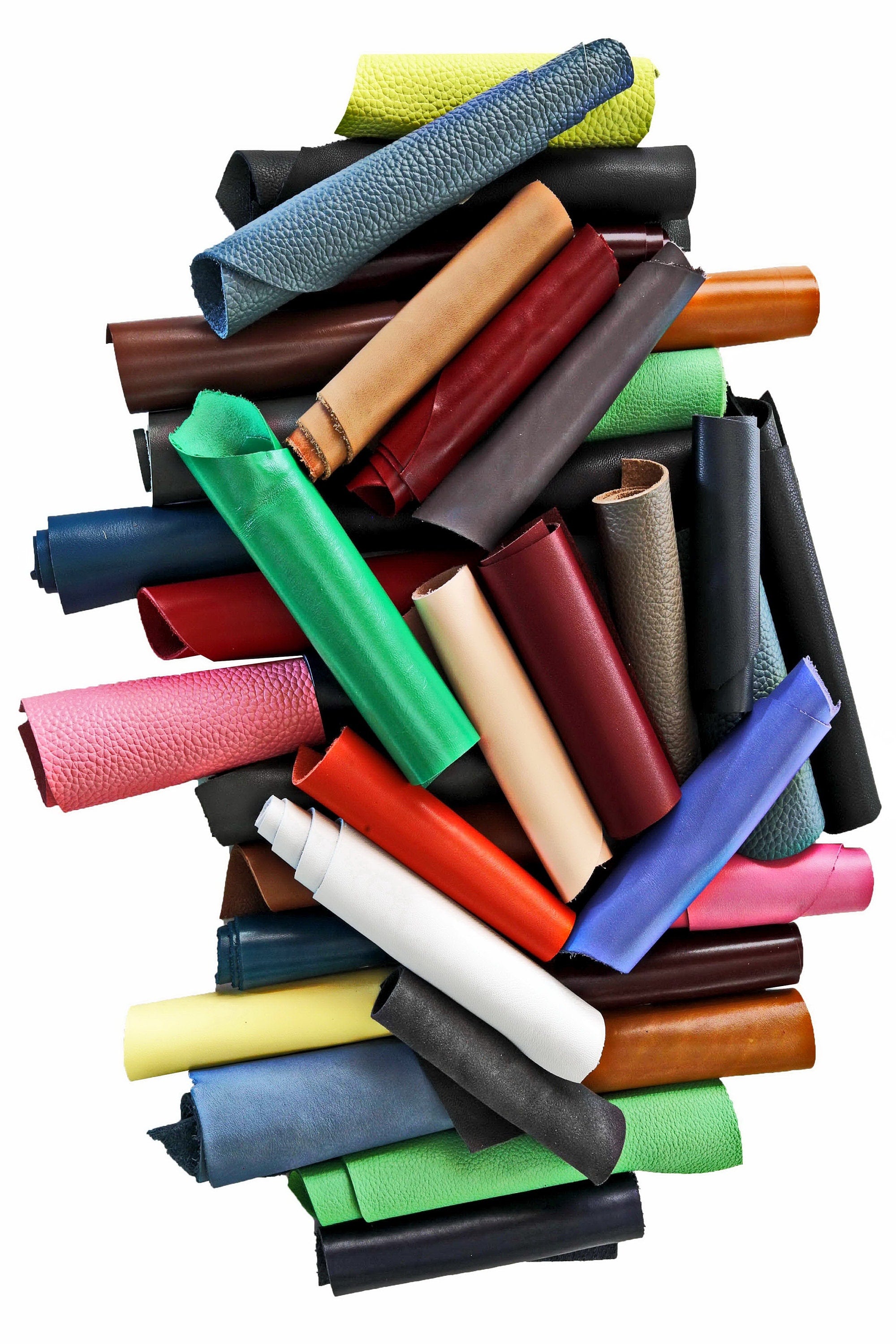 Solid Color Leather Scraps, Assorted Color Mix, Craft Offcuts in Mixed Shades and Finishes from 0,7 lbs to 2 lbs B186 La Garzarara