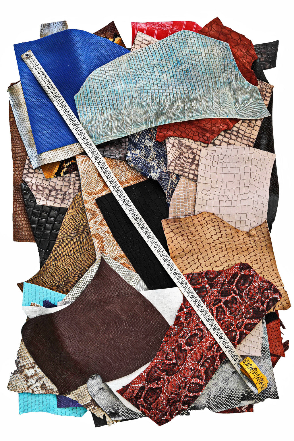 Python Croc Lizard Leather Pieces, 5x6 Exotic Pattern Scraps, Mixed Reptile Textures Offcuts from 0,7 lbs to 2 lbs B185 La Garzarara