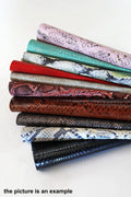 Reptile embossed leather scraps, random reptile pieces ,snake print remnants, mixed colors, smooth and grained 1lbs - 2lbs / 0.5-1 kg B096/B