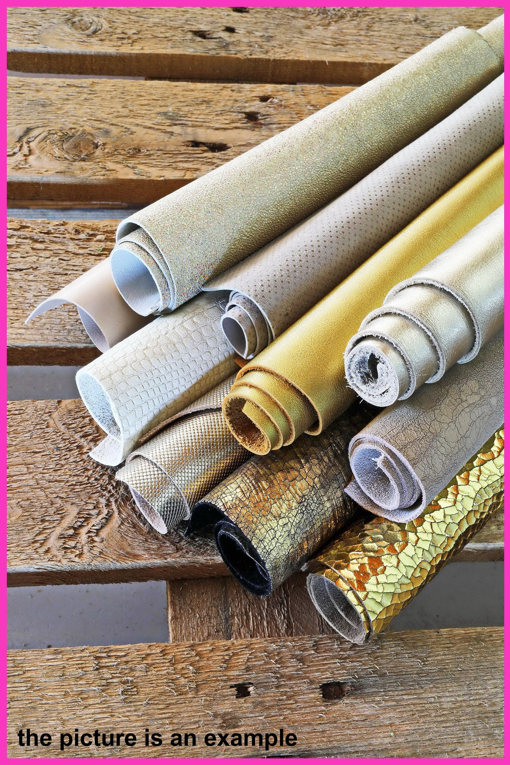 Gold Platinum Remnants Leather for Small Projects, Scraps for Leathercraft, Premium Leather Pieces B086/B La Garzarara