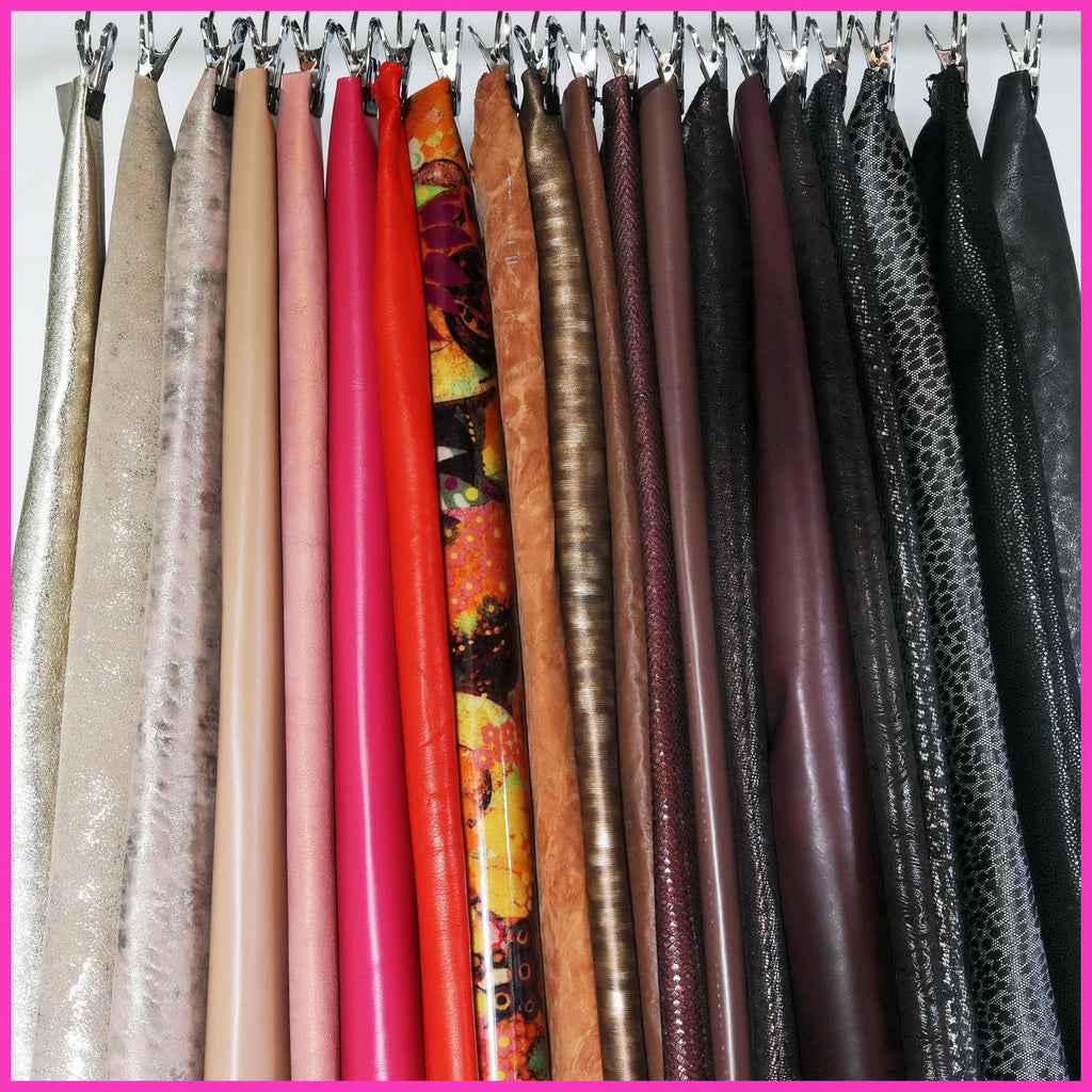 Leather STOCK deal, 20 full hides - RANDOM selection - mix of colors, textured, metallics, distressed, solid colors B14377-ST