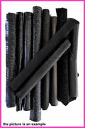 Black leather pieces, BLACK scraps tones - fancy textured offcuts hide, prints and softness various, 10 or 15 pieces B090 La Garzarara