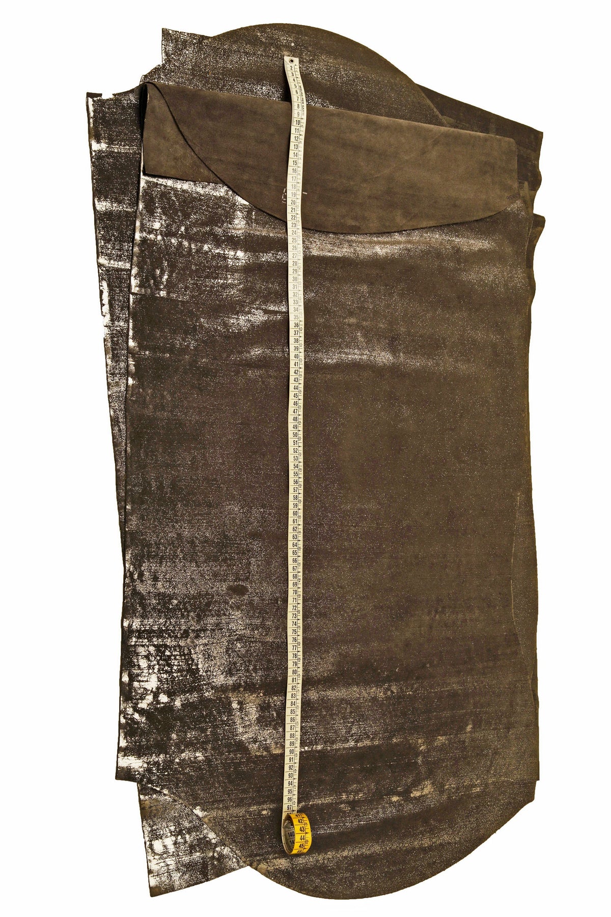 DARK GRAY metallic suede leather hide, plomb shiny calfskin, vintage cowhide B14290-MT(st) La Garzarara