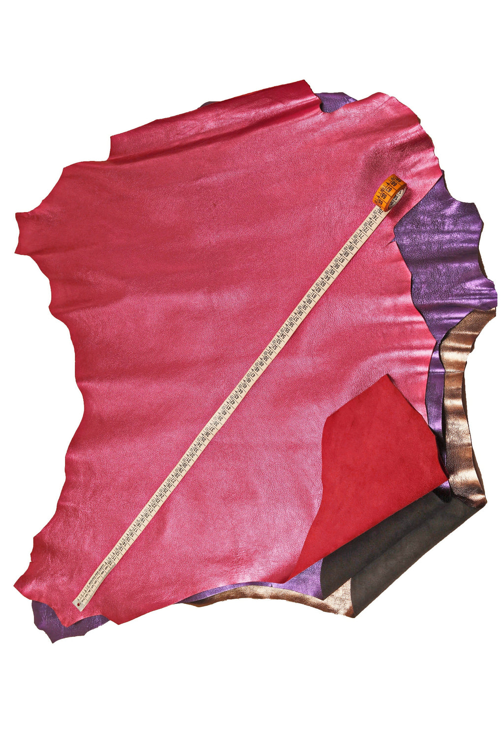 Red, purple, gunmetal METALLIC LEATHER skin, pebble grain metal goatskin, wrinkled shiny soft goat hide B14286-MT La Garzarara