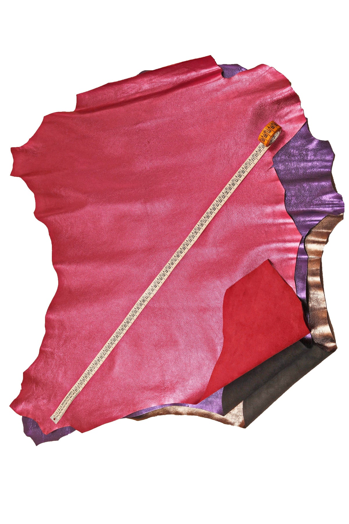 Red, purple, gunmetal METALLIC LEATHER skin, pebble grain metal goatskin, wrinkled shiny soft goat hide B14286-MT La Garzarara