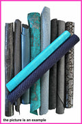 Blue grey leather scraps , random pieces of skins mix of prints and solid offucts for crafts 10 or 15 pcs B094 La Garzarara