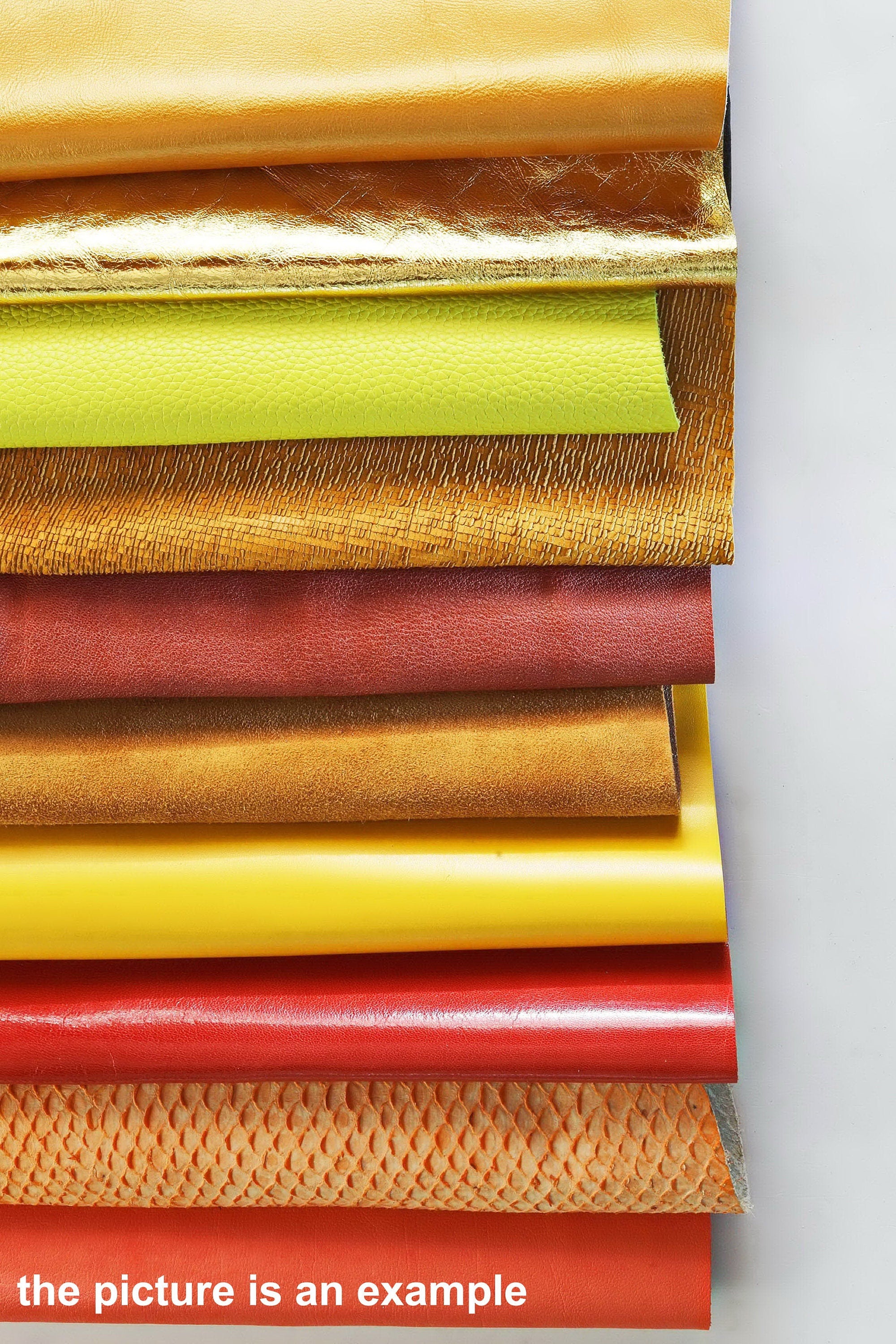 Yellow Orange Gold Leather Scraps, Assorted Craft Leather, 8x10 Inch Sheets for Earrings, Jewelry 1 lbs- 1,7 lbs- 2 lbs- 4 lbs B095/B