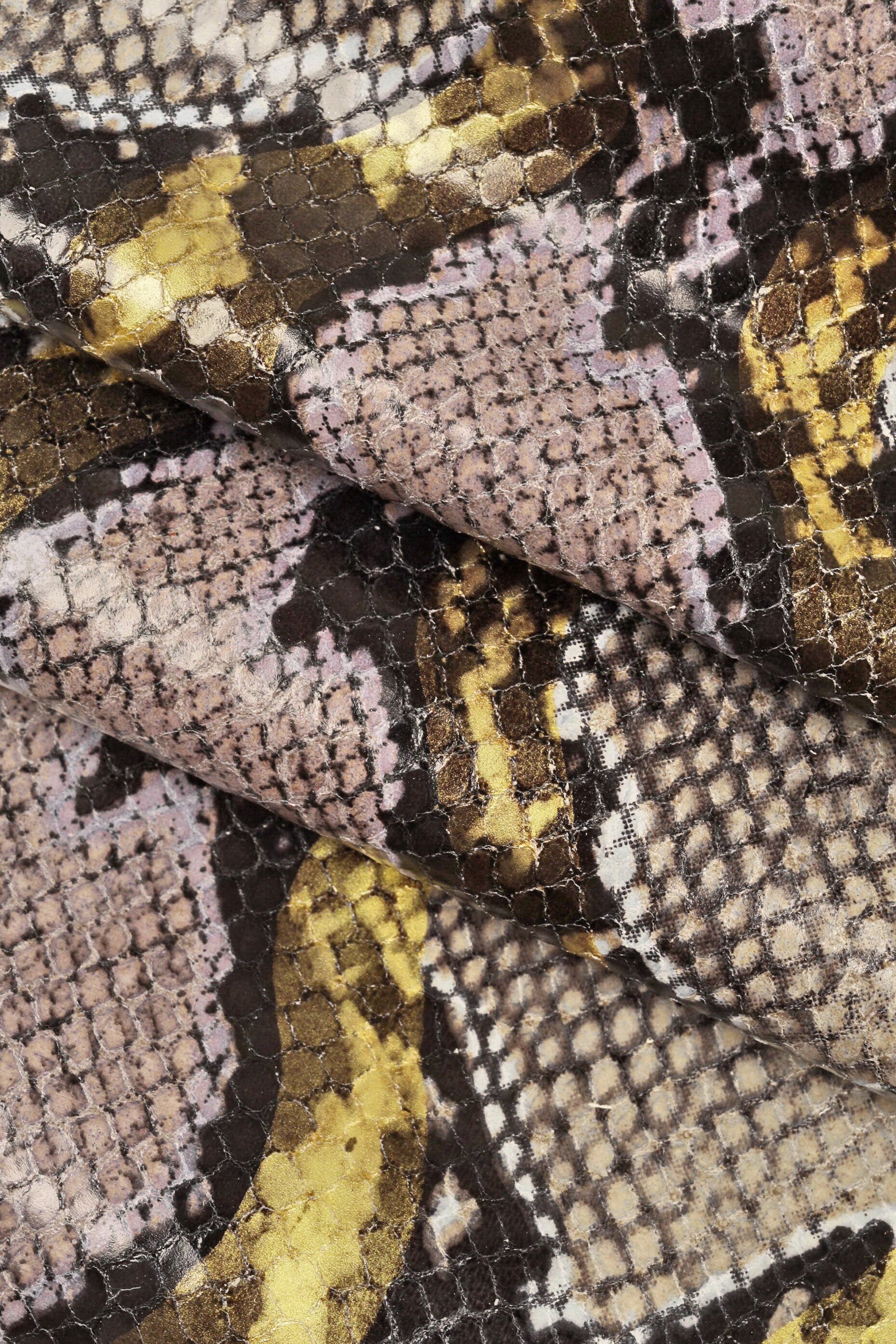 Luxury Printed Snakeskin hide – High-Quality Calf Leather with Grey & Purple Python Texture B14242-ST La Garzarara