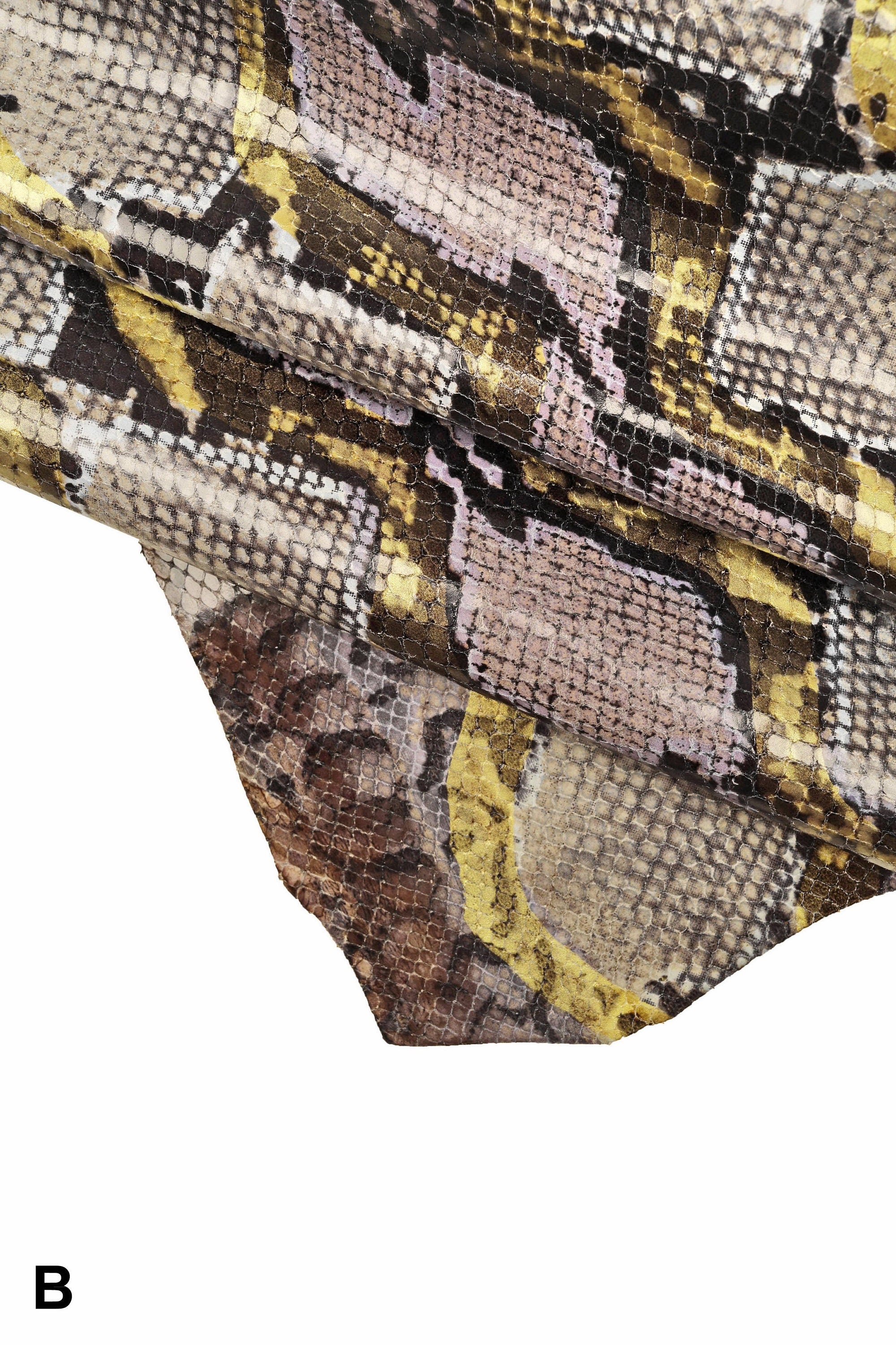 Luxury Printed Snakeskin hide – High-Quality Calf Leather with Grey & Purple Python Texture B14242-ST La Garzarara