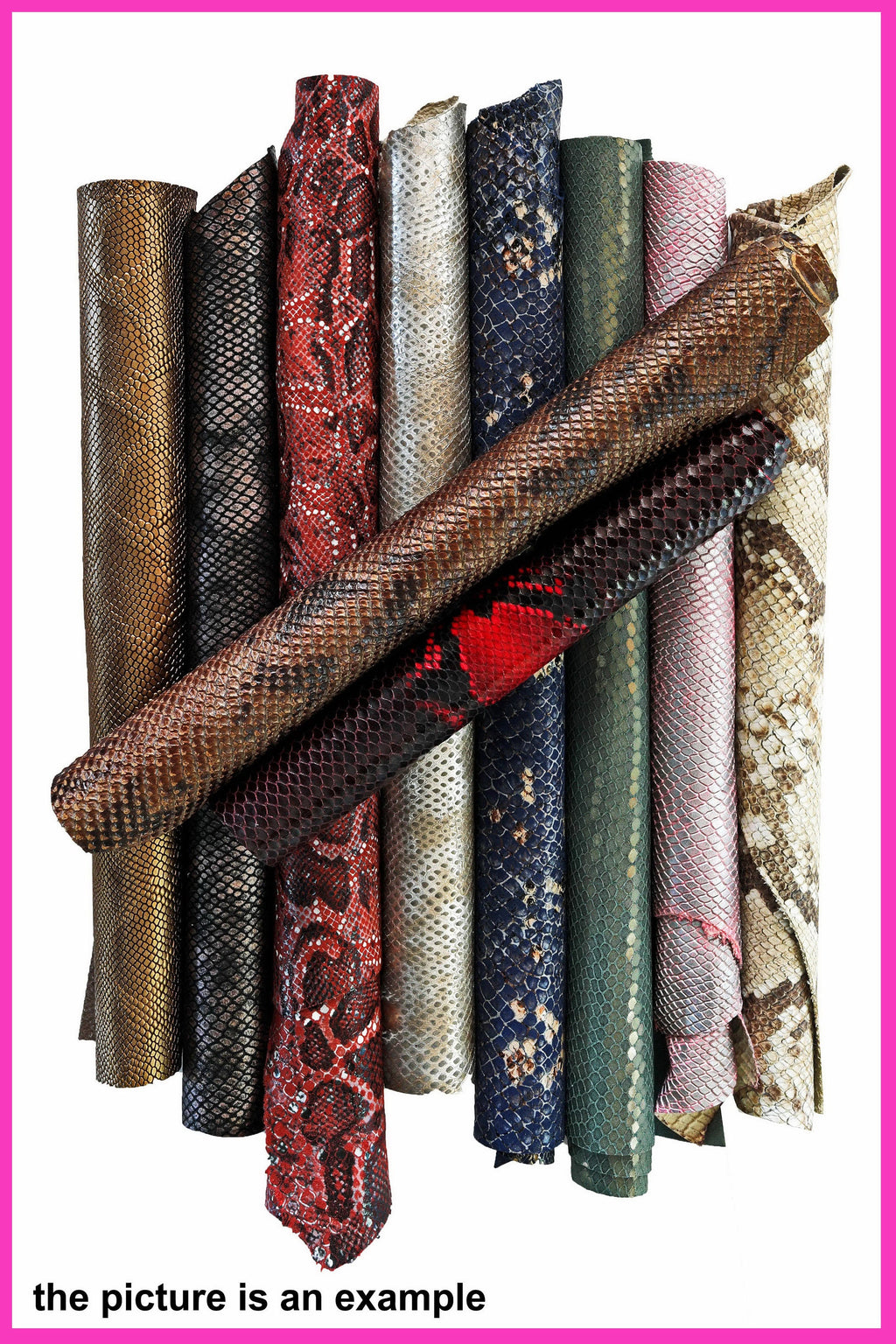 Python print leather scraps, embossed renmants skins, printed snakeskin offcuts, assortment reptile leather pieces for crafts B096