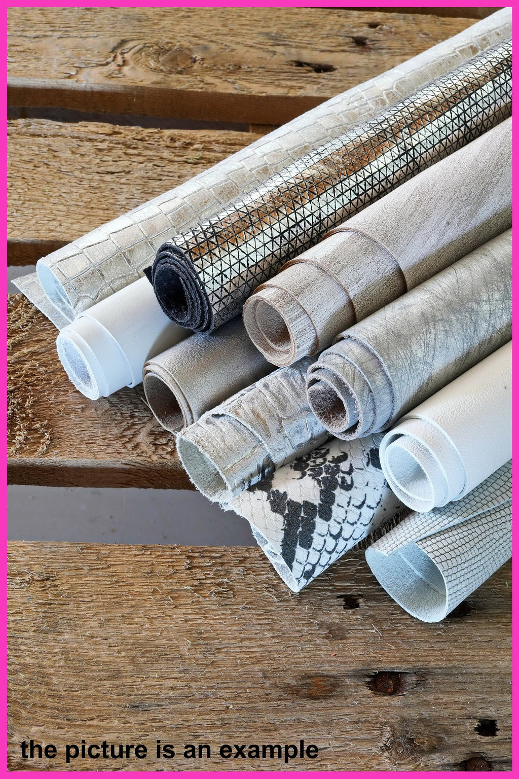 Assorted White Silver LEATHER Scraps, Pieces for Crafts, Remnants for Sewing sold by weight B085/B La Garzarara