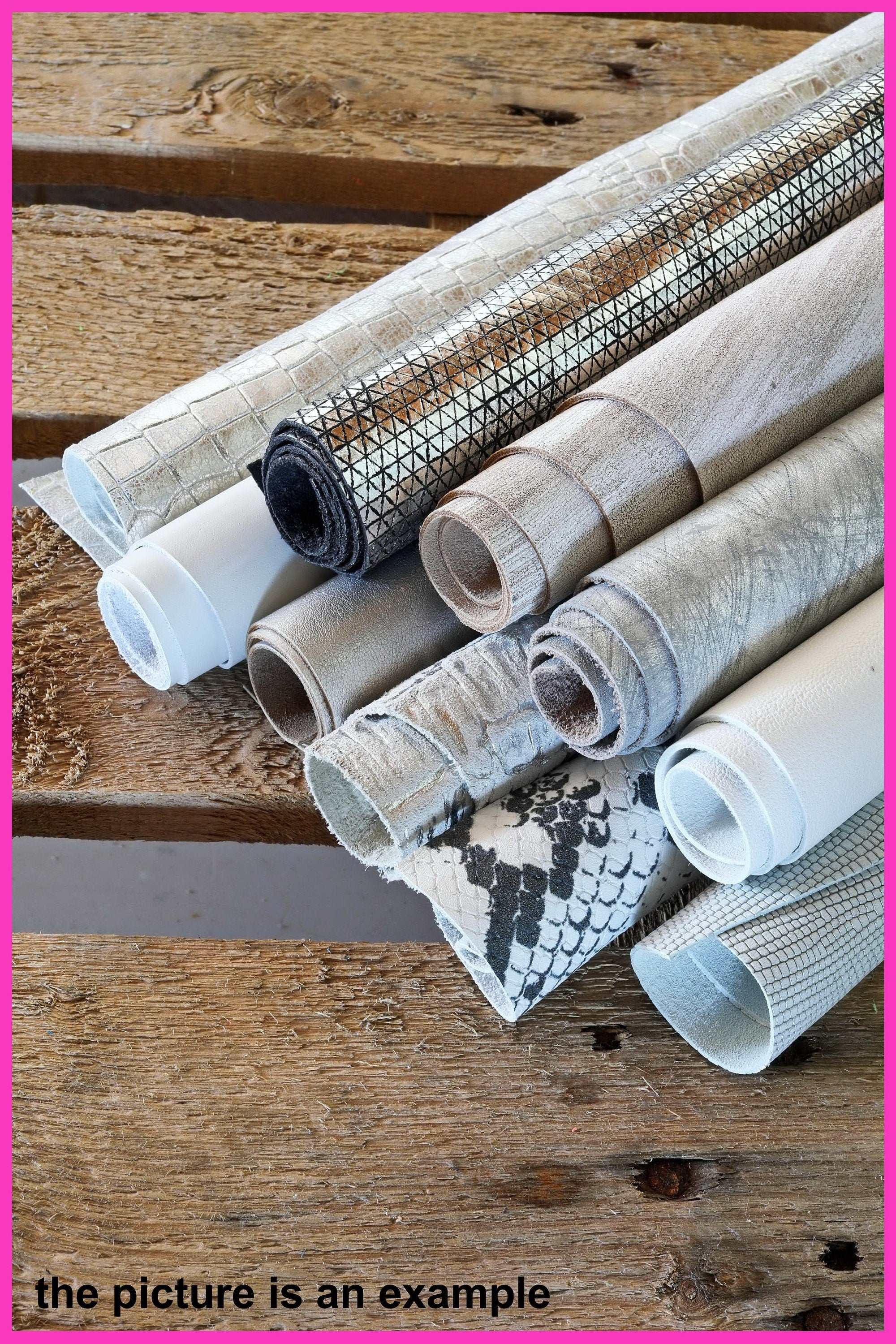Assorted White Silver LEATHER Scraps, Pieces for Crafts, Remnants for Sewing sold by weight B085/B La Garzarara