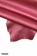 Red, purple, gunmetal METALLIC LEATHER skin, pebble grain metal goatskin, wrinkled shiny soft goat hide B14286-MT La Garzarara