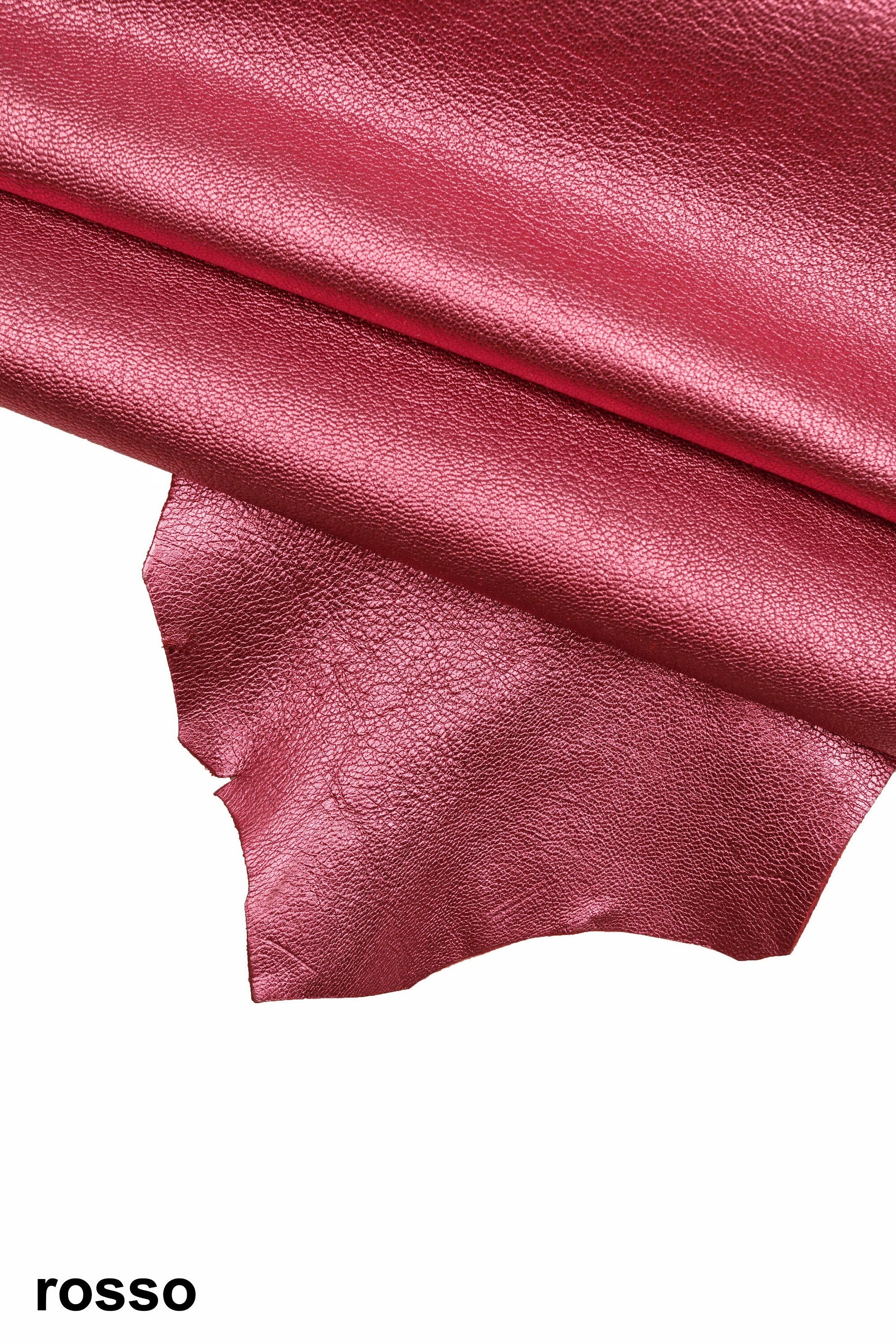 Red, purple, gunmetal METALLIC LEATHER skin, pebble grain metal goatskin, wrinkled shiny soft goat hide B14286-MT La Garzarara