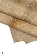 BEIGE HAIR on leather hide, embroidered hairy cowhide, vintage super soft pony effect calfskin B14254-CV La Garzarara