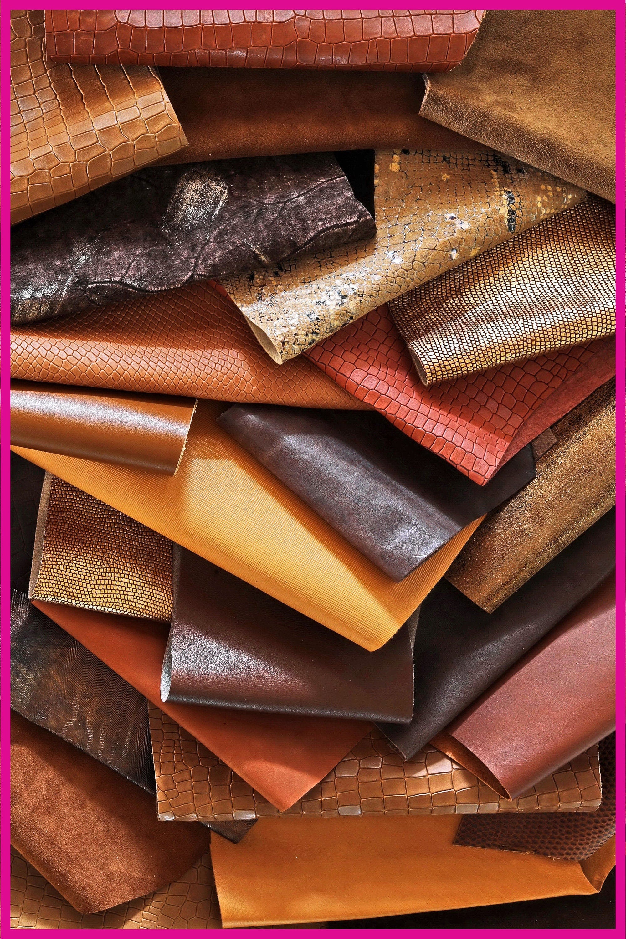 Chocolate Brown Leather Scraps, Bronze Metallic Offcuts, Mixed Grain and Printed Leather Pieces for Jewelry Making B187