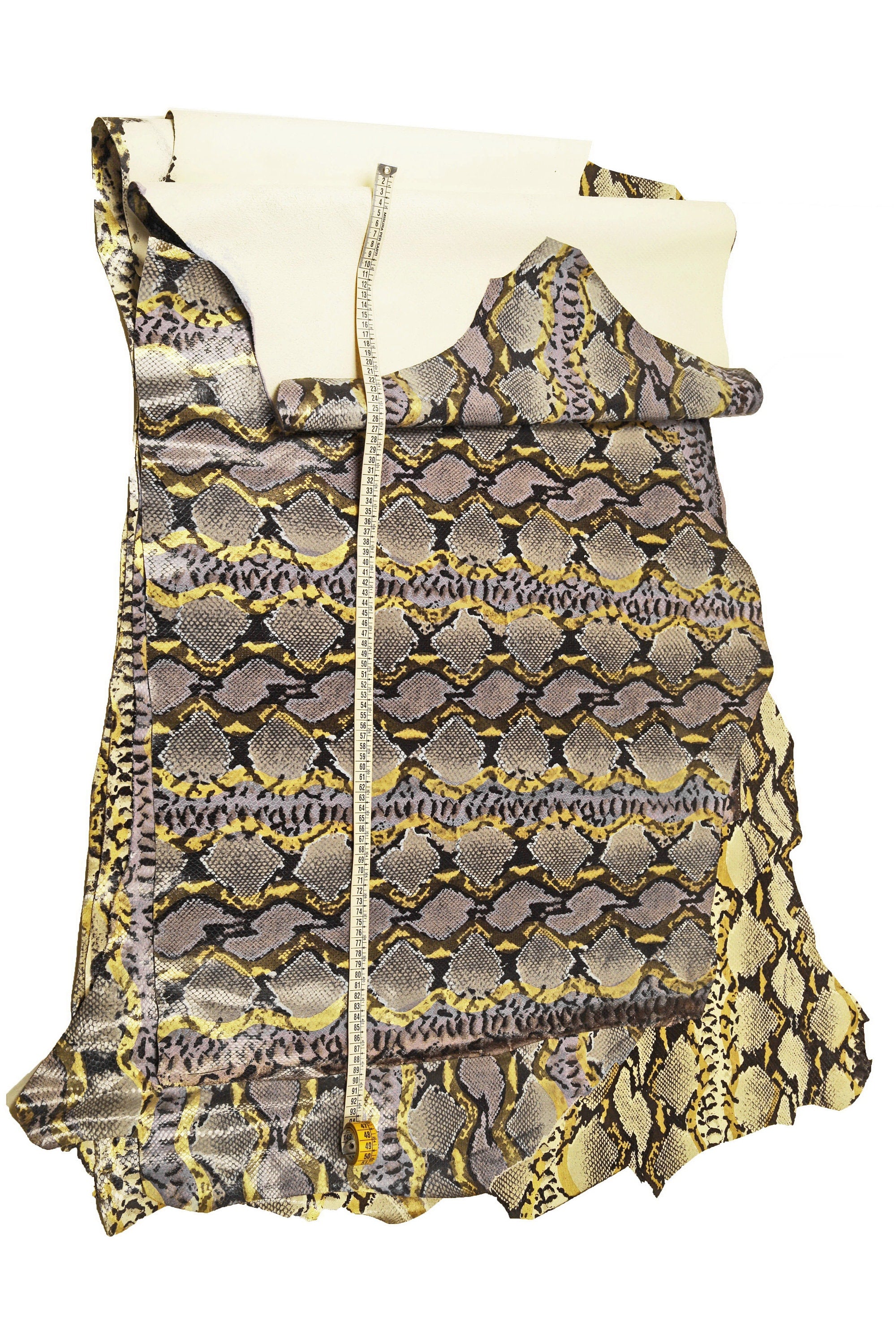 Luxury Printed Snakeskin hide – High-Quality Calf Leather with Grey & Purple Python Texture B14242-ST La Garzarara
