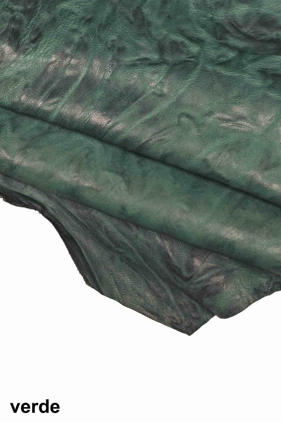 Crinkled sheepskin leather skin, washed soft nappa lamb, distressed vintage hides color options B13904-VT La Garzarara