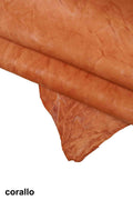 Crumpled lambskin leather skins, vegetable WASHED NAPPA sheepskin yellow coral blue, sheep soft distressed italian skin B13905-VT Garzarara