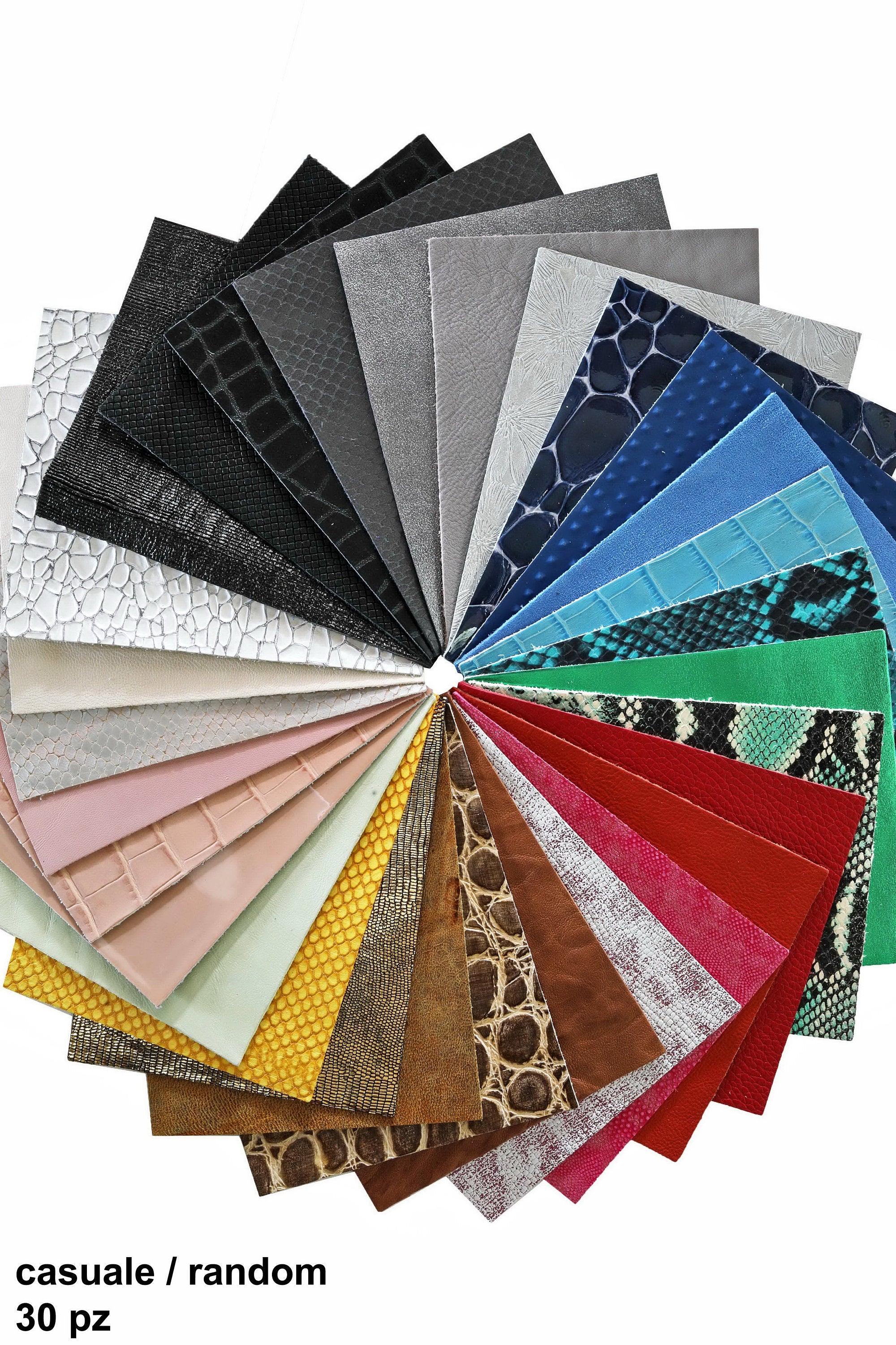 30 Leather sheets, ramdom assortment of selected PRE-CUT leather pieces, mix italian leather scraps, 5x6" B14360-PZ