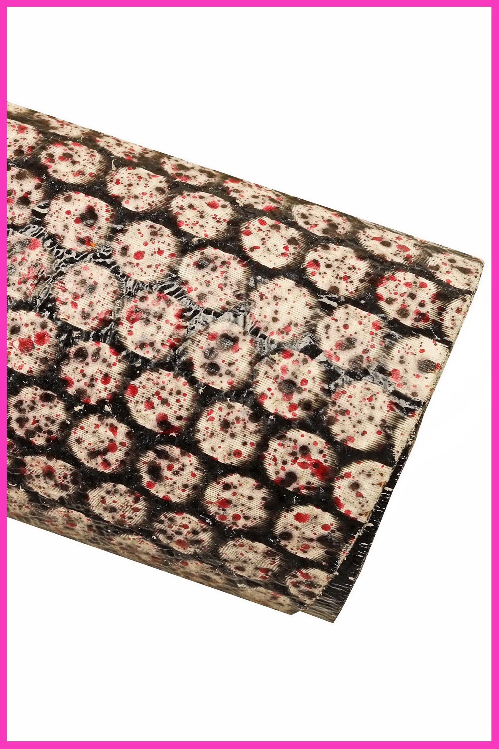 OPTICAL distressed leather hide, geometrical patterned cow leather hide, abstract printed calfskin B14613-ST La Garzarara