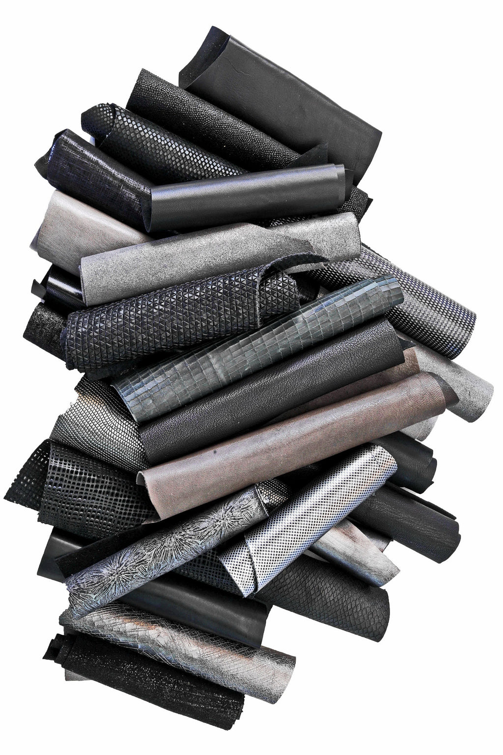 Black and Grey Leather Scraps, 5x6 Assorted Craft Pieces, Mixed Textures and Finishes, Random Selection 0,7 lbs to 2 lbs B183