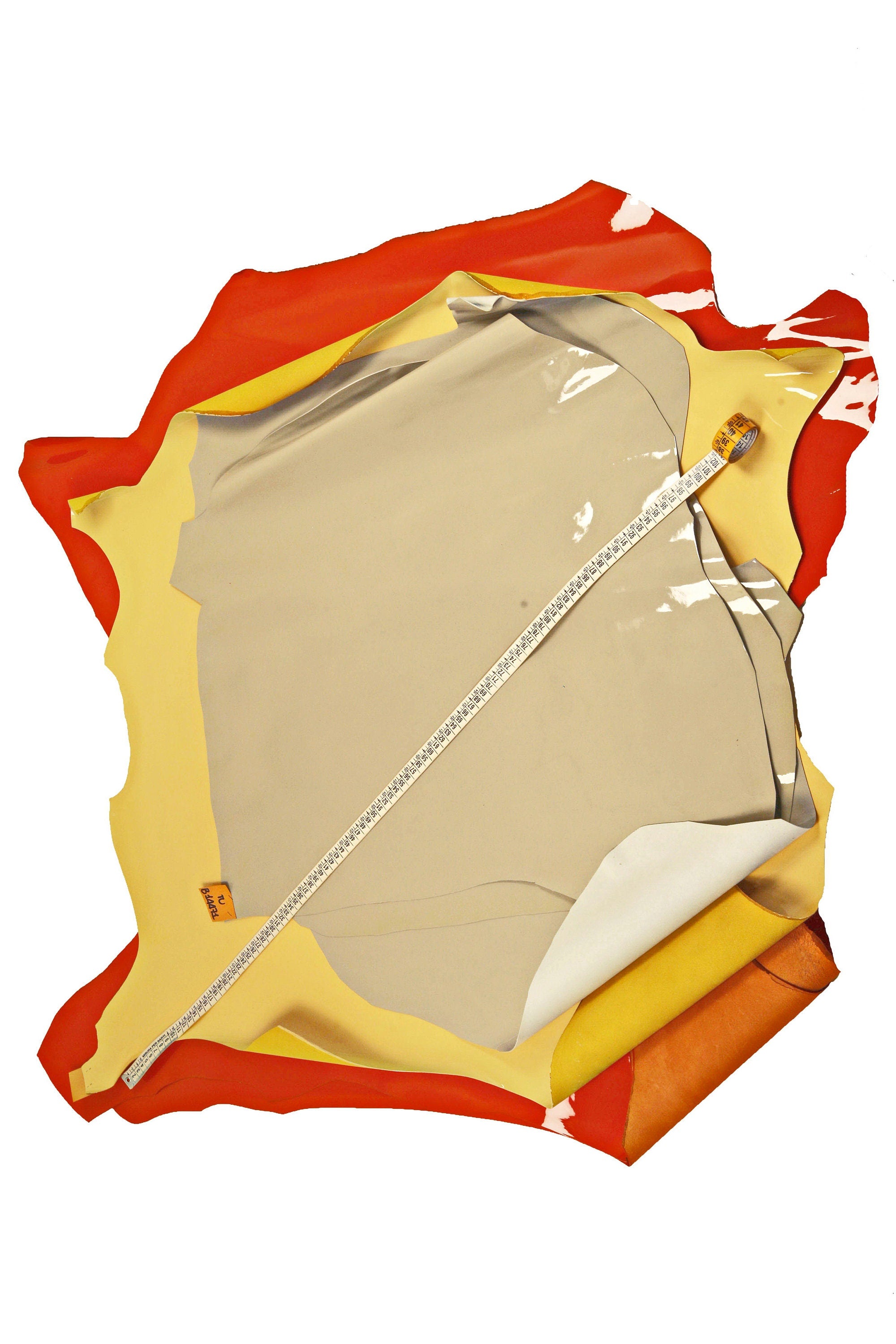 GRAY, ORANGE, soft yellow patent leather hide, smooth glossy stiff skin B14471-TU La Garzarara