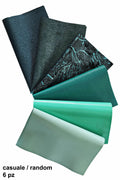 Green Leather sheets, pre cut leather pieces, mix metallic green scraps, printed panels leather B14385-PZ La Garzarara
