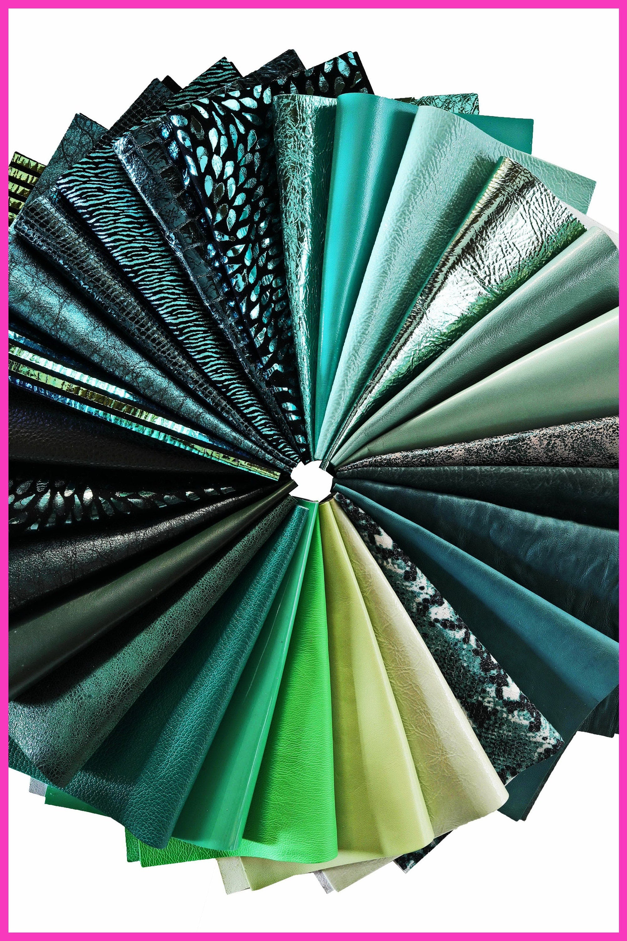 Green Leather sheets, pre cut leather pieces, mix metallic green scraps, printed panels leather B14385-PZ La Garzarara