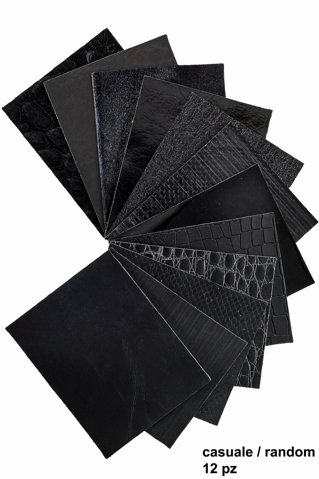 Black Tone Craft Leather, Precut Pieces, Smooth Printed and Textured Black Cuts for Handmade Accessories B14460-PZ La Garzarara
