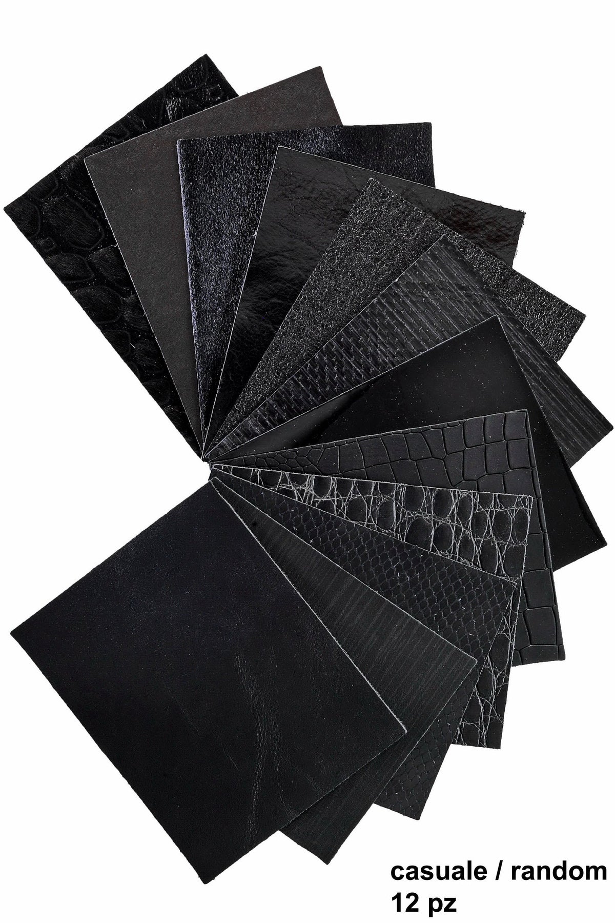 Black Tone Craft Leather, Precut Pieces, Smooth Printed and Textured Black Cuts for Handmade Accessories B14460-PZ La Garzarara