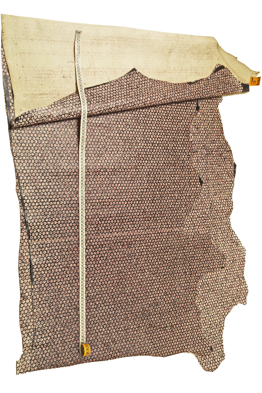 OPTICAL distressed leather hide, geometrical patterned cow leather hide, abstract printed calfskin B14613-ST La Garzarara