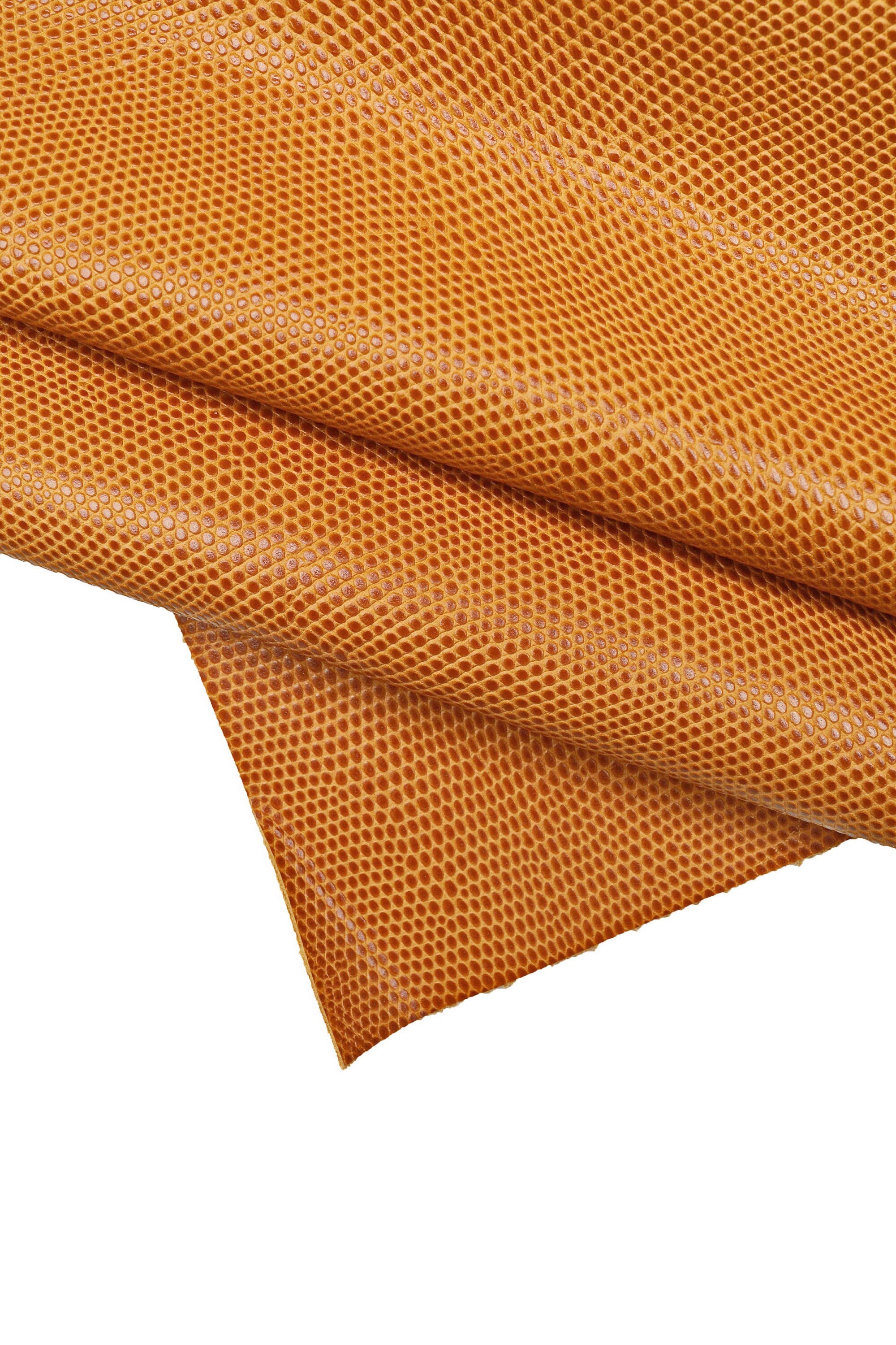 TAN LIZARD printed leather hide, light brown embossed calfskin, glossy stiff classic cowhide B14573-ST La Garzarara