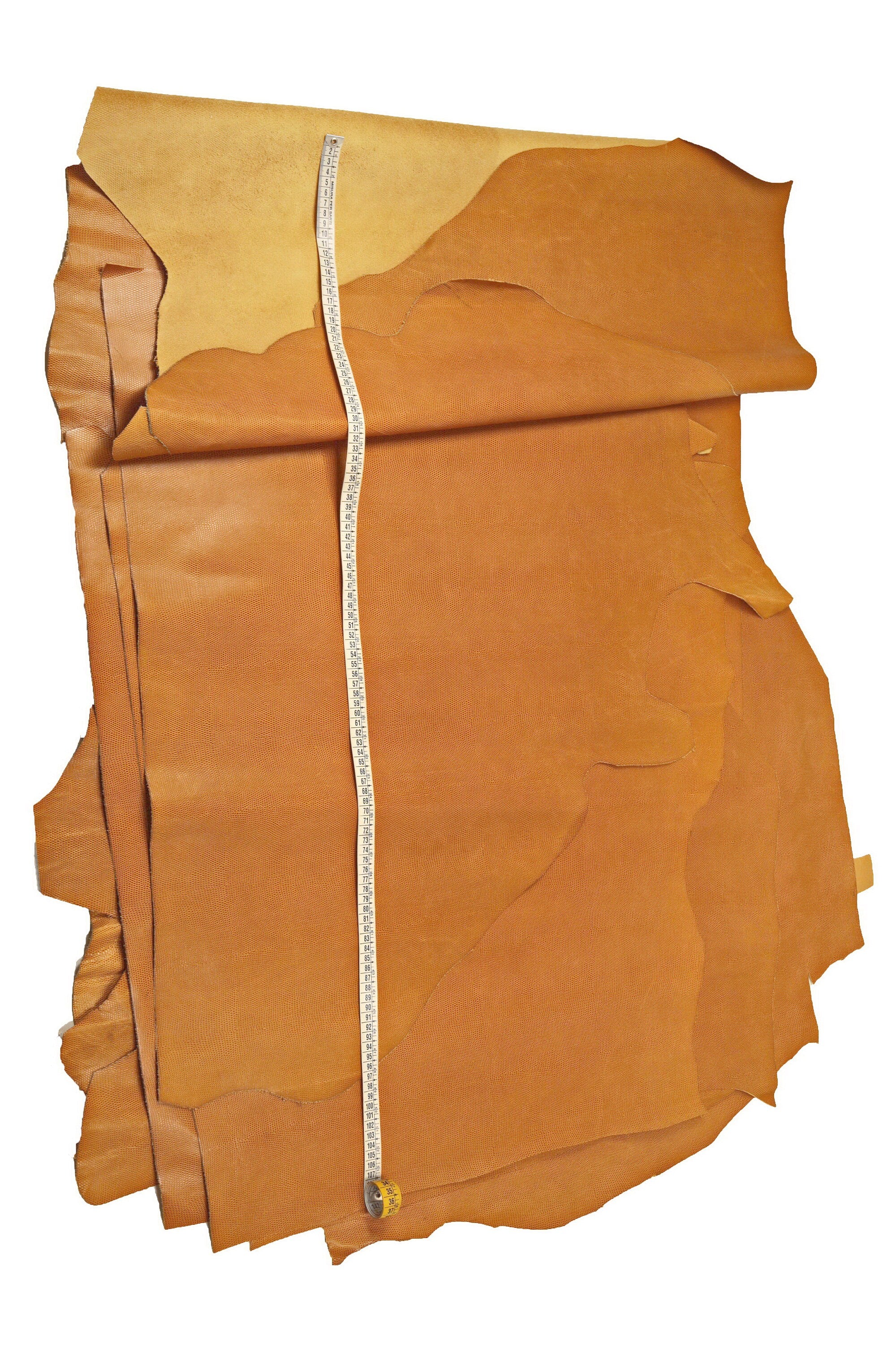 TAN LIZARD printed leather hide, light brown embossed calfskin, glossy stiff classic cowhide B14573-ST La Garzarara