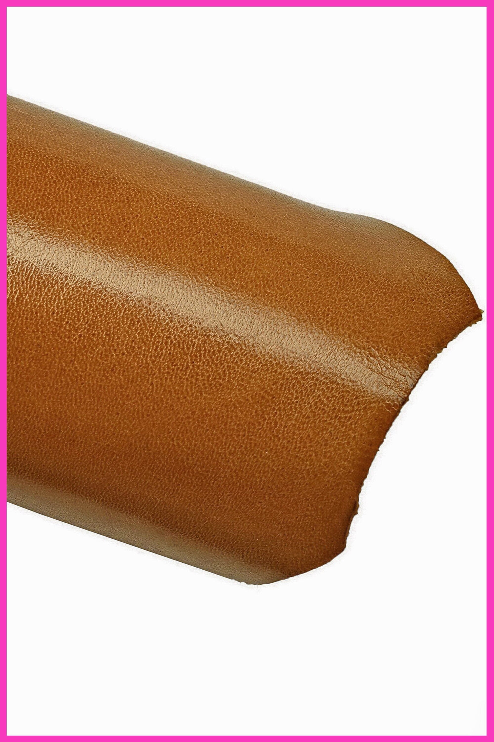 Soft brown smooth lambskin leather SKIN hide, glossy slightly wrinkled nappa sheep leather for bags and accessories, B14682-TU La Garzarara